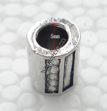 grano Europeo de aleación Zinc con diamante, aleación de zinc, Tubo, chapado, sin rosca & con diamantes de imitación, más colores para la opción, 11x8mm, agujero:aproximado 5mm, Vendido por UD