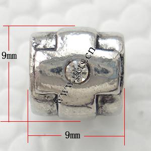 grano Europeo de aleación Zinc con diamante, aleación de zinc, Tubo, chapado, sin rosca & con diamantes de imitación, más colores para la opción, 9x9mm, agujero:aproximado 4.5mm, Vendido por UD