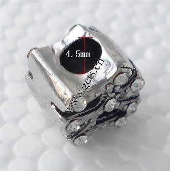 grano Europeo de aleación Zinc con diamante, aleación de zinc, Pepitas, chapado, sin rosca & con diamantes de imitación, más colores para la opción, 12x10x10mm, agujero:aproximado 4.5mm, Vendido por UD