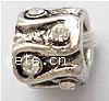 grano Europeo de aleación Zinc con diamante, aleación de zinc, Tubo, chapado, sin rosca & con diamantes de imitación, más colores para la opción, 9x7.5mm, agujero:aproximado 4mm, Vendido por UD