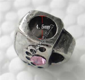 grano Europeo de aleación Zinc con diamante, aleación de zinc, Bolso de Mano, chapado, sin rosca & con diamantes de imitación, más colores para la opción, 10x9x9mm, agujero:aproximado 4.5mm, Vendido por UD