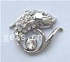 Zinc Alloy Animal Pendants, Fish, platinum color plated, with rhinestone 