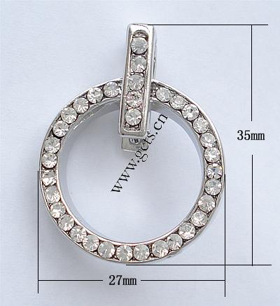 Rhinestone Brass Pendants, Donut, plated, with rhinestone, more colors for choice, 35x27mm, Sold By PC