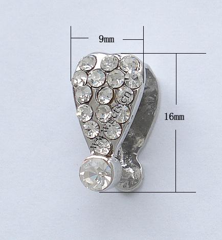 Messing Anhängerschlaufe, Tropfen, plattiert, mit Strass, keine, 16x9mm, verkauft von PC