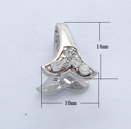 Messing Anhängerschlaufe, plattiert, mit Strass, keine, 14x10mm, verkauft von PC