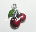 Zinc Alloy Enamel Pendants, Cherry, plated nickel, lead & cadmium free 