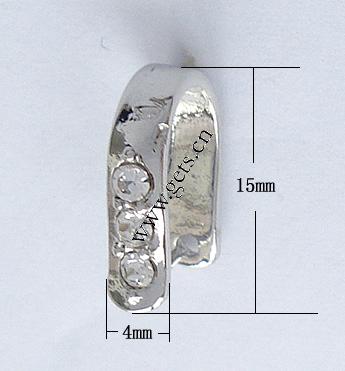 Messing Anhängerschlaufe, plattiert, mit Strass, keine, 15x4mm, verkauft von PC