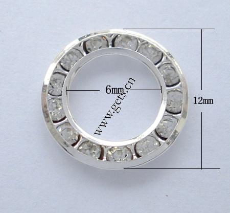 Rondelle Strass Spacer, Messing, Kreisring, plattiert, mit Strass, keine, 12mm, verkauft von PC