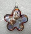  fancy flower gold foil lampwork glass pendant