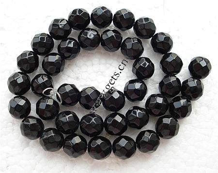 Black Stone Bead, Round, more sizes for choice & handmade faceted, Length:16 Inch, Sold By Strand