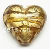 Gold Foil Lampwork Beads, Heart 