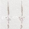 Sterling Silver Hook Earwire, 925 Sterling Silver, plated, with cubic zirconia 