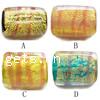 Gold Foil Lampwork Beads, rectangle 