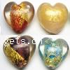 Gold Foil Lampwork Beads, Heart 