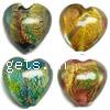 Gold Foil Lampwork Beads, Heart 