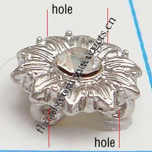 Rheinkiesel Zinklegierung Verbinder, Blume, plattiert, mit Strass von Nahost, keine, frei von Nickel, Grade A, 12x12x4mm, verkauft von PC