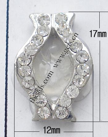 Barra separadora de diamantes de imitación, con aleación de zinc, Gato, chapado, 3-aro & con diamantes de imitación de Mideast, más colores para la opción, libre de níquel, 17x12mm, Vendido por UD