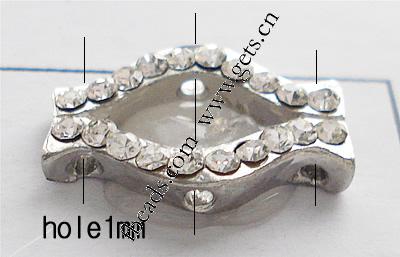 Barra separadora de diamantes de imitación, con aleación de zinc, Gato, chapado, 3-aro & con diamantes de imitación de Mideast, más colores para la opción, libre de níquel, 17x12mm, Vendido por UD