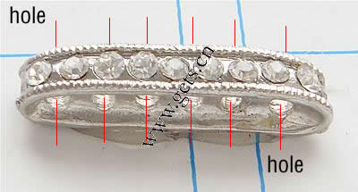 Moda Puente Rhinestone Spacer, diamantes de imitación, con aleación de zinc, chapado, enchapado grueso más que los 3μm & 6-aro & con diamantes de imitación de Mideast, más colores para la opción, libre de níquel, 29x5x5mm, Vendido por UD