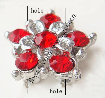 Barra separadora de diamantes de imitación, con aleación de zinc, Flor, chapado, Modificado para requisitos particulares & 2-sarta, más colores para la opción, libre de níquel, 17x17mm, Vendido por UD