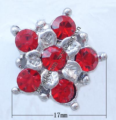 Barra separadora de diamantes de imitación, con aleación de zinc, Flor, chapado, Modificado para requisitos particulares & 2-sarta, más colores para la opción, libre de níquel, 17x17mm, Vendido por UD