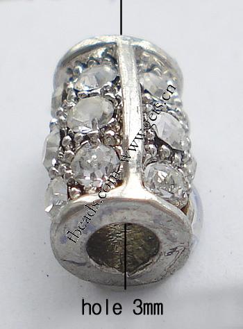 Zinklegierung Rohr Perlen, plattiert, plattierte Dicke über 3μm & mit Strass von Nahost, keine, frei von Nickel, Grade A, 11x7mm, verkauft von PC