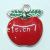 Zinc Alloy Enamel Pendants, Apple, plated 