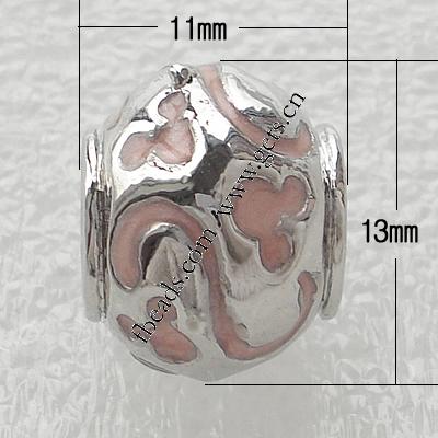 Gota de Europeo de aleación de zinc con esmalte, Tambor, chapado, agujero largo, más colores para la opción, 13x11mm, agujero:aproximado 5mm, Vendido por UD