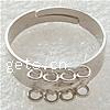 Messing Ring Muffelbasis, plattiert, einstellbar, keine, 5.2mm, Bohrung:ca. 2mm, Größe:9.5, verkauft von PC