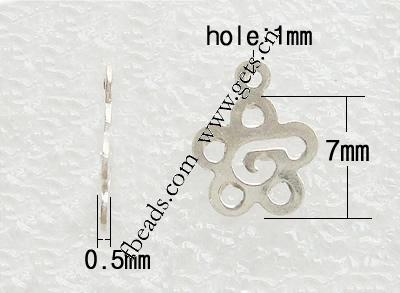 Etiqueta de plata de rey, plata de ley 925, Flor, chapado, más colores para la opción, 7x7x0.5mm, agujero:aproximado 1mm, Vendido por UD