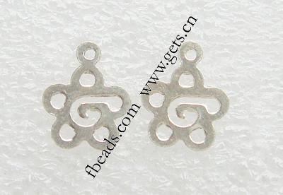 Sterling Silber Tag, 925 Sterling Silber, Blume, plattiert, keine, 7x7x0.5mm, Bohrung:ca. 1mm, verkauft von PC