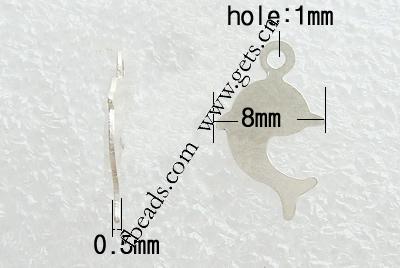 Etiqueta de plata de rey, plata de ley 925, Delfín, chapado, más colores para la opción, 10x8x0.5mm, agujero:aproximado 1mm, Vendido por UD