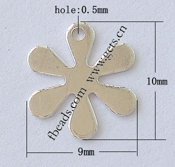 Sterling Silber Tag, 925 Sterling Silber, Blume, plattiert, keine, 9x10x0.5mm, Bohrung:ca. 0.5mm, verkauft von PC