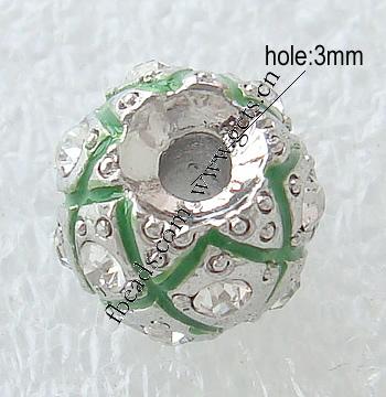 Perlas de aleación de Zinc de esmalte, Tambor, chapado, con diamantes de imitación de Mideast, más colores para la opción, libre de plomo, 10x11mm, agujero:aproximado 3mm, Vendido por UD