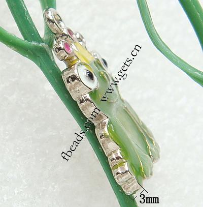 Zinklegierung Tier Anhänger, Frosch, plattiert, Emaille & mit Strass, keine, 17x20x3mm, Bohrung:ca. 2mm, verkauft von PC