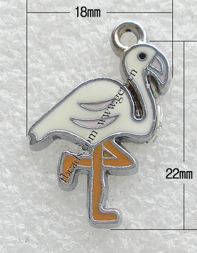 Zinc Alloy Enamel Pendants, Crane, plated, more colors for choice, 22x18x2mm, Hole:Approx 2mm, Sold By PC