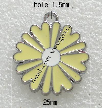 Zink Legierung Emaille Anhänger , Zinklegierung, Blume, plattiert, keine, 25x25x2mm, Bohrung:ca. 1.5mm, verkauft von PC