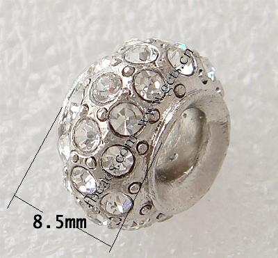 Strass Europa Perlen, mit Zinklegierung, Rondell, plattiert, plattierte Dicke über 3μm, keine, 13x8.5mm, Bohrung:ca. 5mm, verkauft von PC