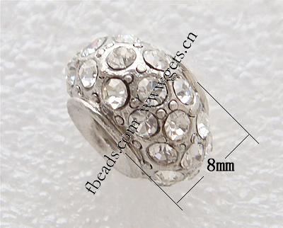 Strass Europa Perlen, mit Zinklegierung, Rondell, plattiert, plattierte Dicke über 3μm, keine, 8x14mm, Bohrung:ca. 5mm, verkauft von PC