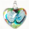 Inner Flower Lampwork Pendants, Heart Approx 7mm 