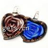 Inner Flower Lampwork Pendants, Heart, gold sand Approx 7mm 