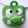 Pendentifs de clochette en laiton, grenouille, vert, sans plomb et cadmium Vendu par sac