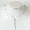 Collar de perlas de plata esterlina, plata de ley 925, Gota, chapado en platina real, con perla, 11x7mm, longitud:aproximado 17 Inch, Vendido por Sarta