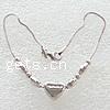 Bracelets en argent sterling, argent sterling 925, coeur, Plaqué de platine  3mm Environ 7 pouce, Vendu par brin