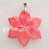 Zinc Alloy Shell Pendants, with Mosaic Shell & Zinc Alloy, Flower Grade A 