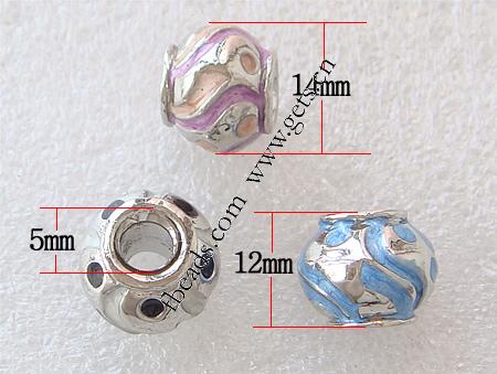 Gota de Europeo de aleación de zinc con esmalte, Toroidal, chapado, sin rosca & agujero largo, más colores para la opción, 14x12mm, agujero:aproximado 5mm, Vendido por UD