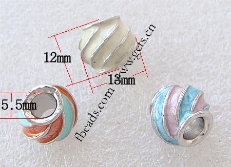 Gota de Europeo de aleación de zinc con esmalte, Tambor, agujero largo, más colores para la opción, 13x12mm, agujero:aproximado 5.5mm, Vendido por UD