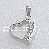 Cubic Zirconia Sterling Silver Pendants, 925 Sterling Silver, Heart, plated, with cubic zirconia 