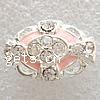 Rhinestone Zinc Alloy Connector, Oval, plated, enamel & with rhinestone & 2/2 loop nickel, lead & cadmium free Approx 2mm 