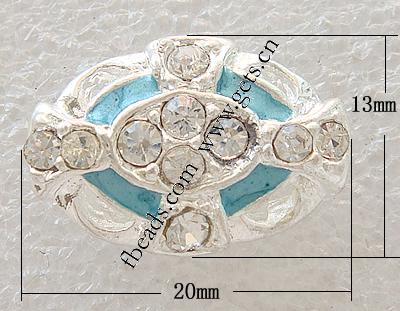 Enamel Zinc Alloy Connector, Oval, plated, with rhinestone, more colors for choice, nickel, lead & cadmium free, 20x13mm, Hole:Approx 2mm, Sold By PC